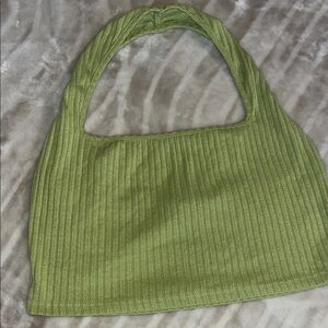 Green Ribbed Women's haltered crop top